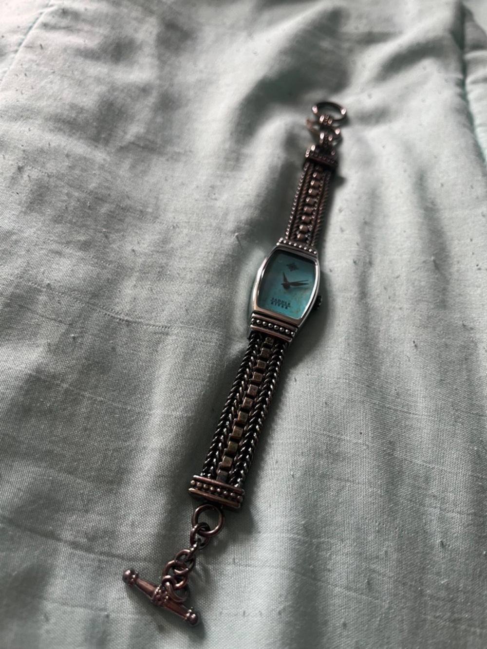 Vintage saddle river turquoise and sterling watch